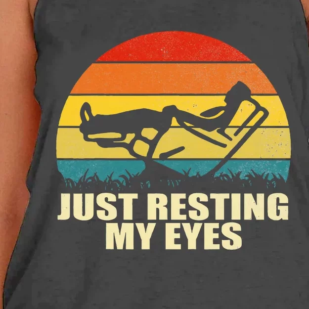 Just Resting My Eyes Man Reclining In Recliner Women's Knotted Racerback Tank