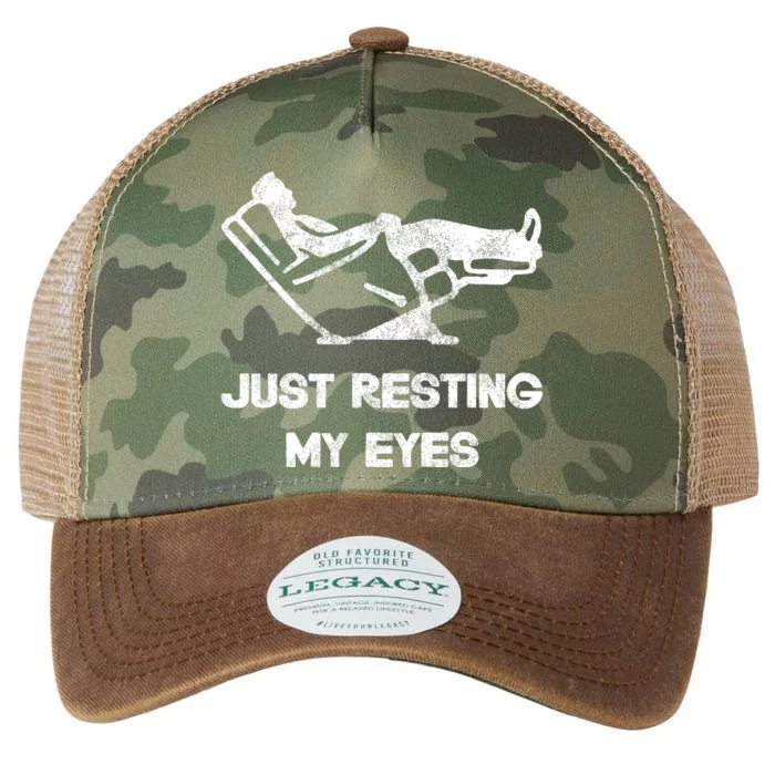 Just Resting My Eyes Funny Recliner Funny FatherS Day Legacy Tie Dye Trucker Hat