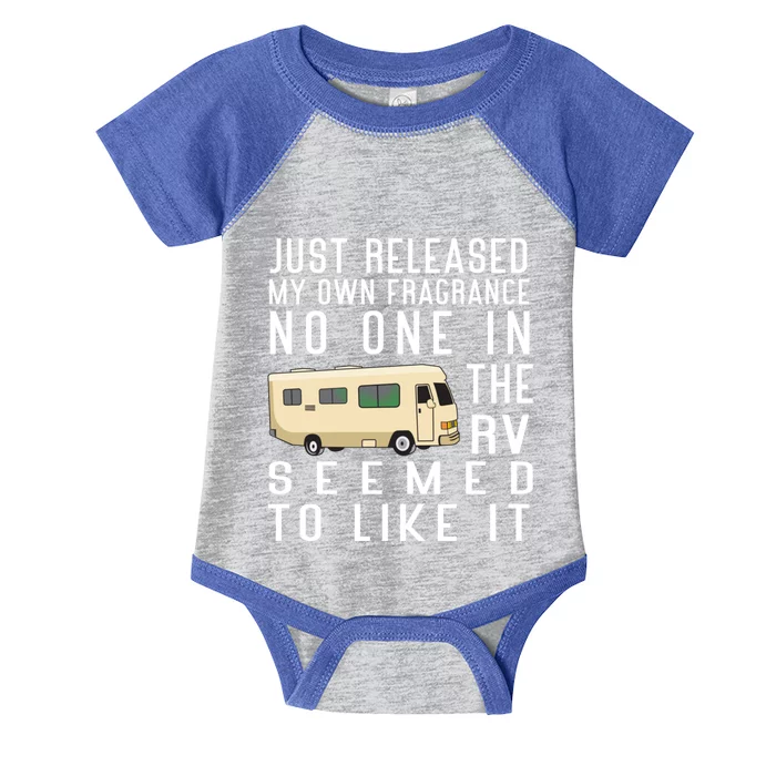 Just Released My Own Fragrance Funny Camping Lover Rv Camper Gift Infant Baby Jersey Bodysuit