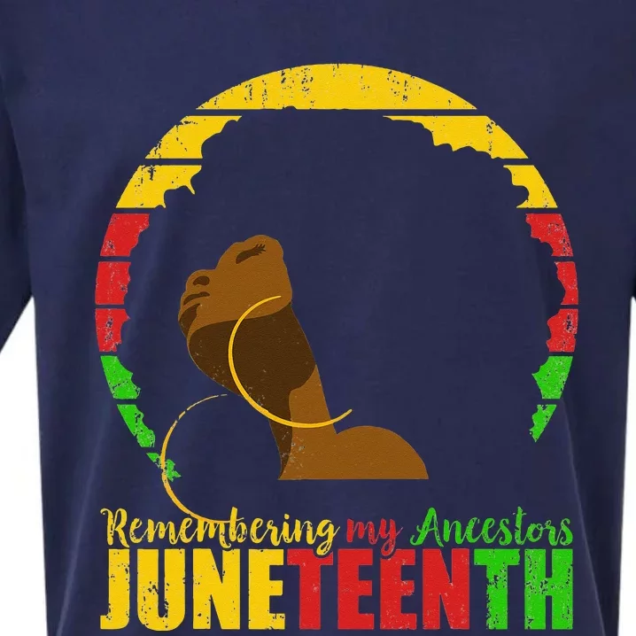 Juneteenth Remembering My Ancestors Black Freedom Sueded Cloud Jersey T-Shirt