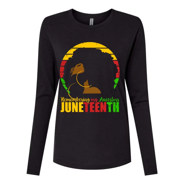 Juneteenth Remembering My Ancestors Black Freedom Womens Cotton Relaxed Long Sleeve T-Shirt