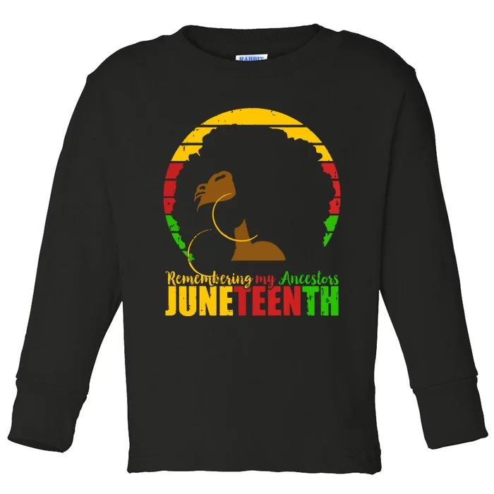 Juneteenth Remembering My Ancestors Black Freedom Toddler Long Sleeve Shirt