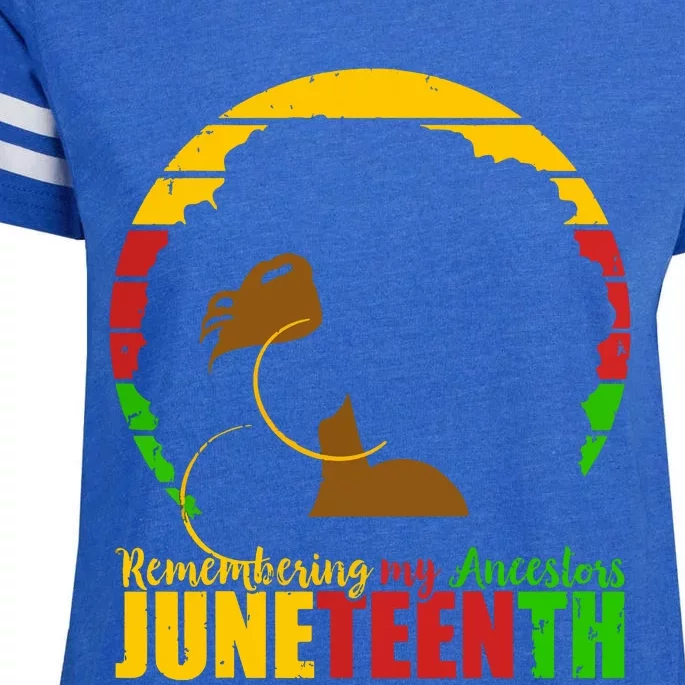 Juneteenth Remembering My Ancestors Black Freedom Enza Ladies Jersey Football T-Shirt