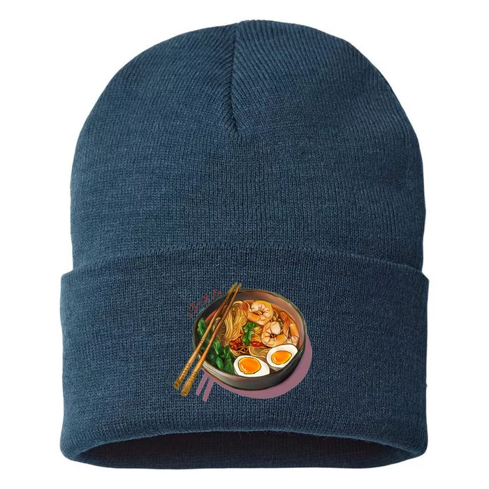 Japanses Ramen Noodles Bowl Sustainable Knit Beanie