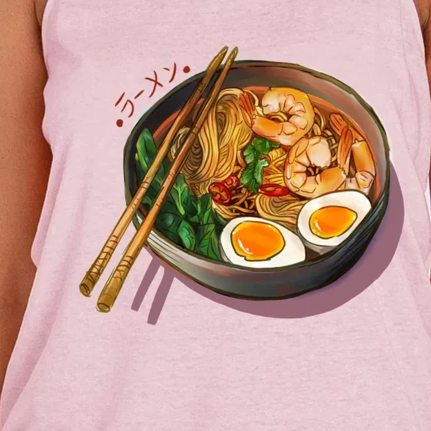 Japanses Ramen Noodles Bowl Women's Knotted Racerback Tank