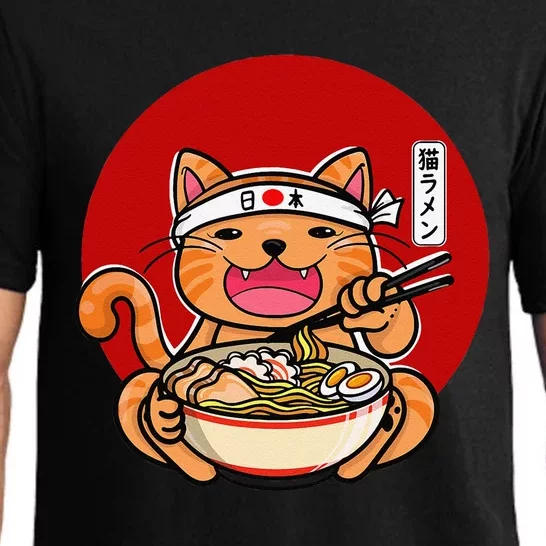 Japanese ra noodles anime funny Japan cat Pajama Set