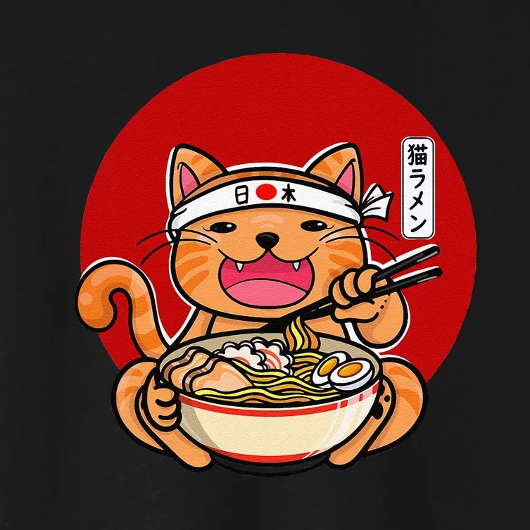 Japanese ra noodles anime funny Japan cat Women's Crop Top Tee