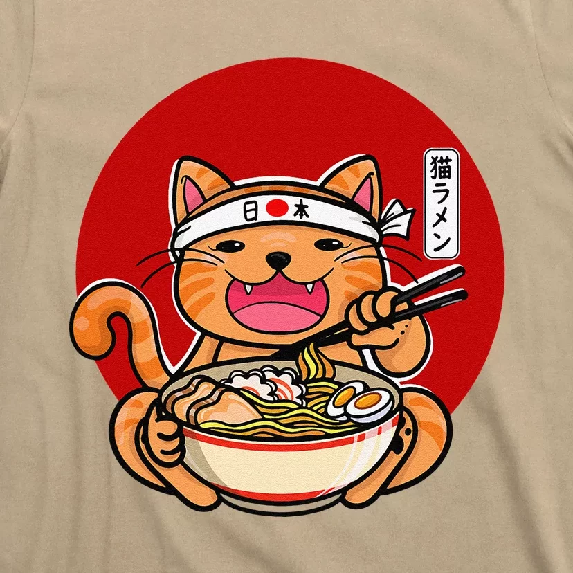 Japanese Ramen Noodles Anime Funny Japan Cat Gift T-Shirt