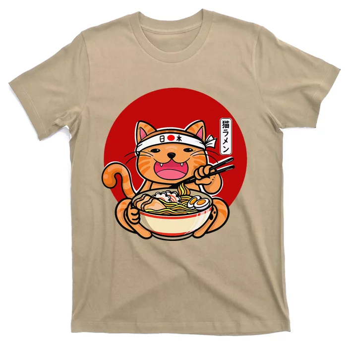 Japanese Ramen Noodles Anime Funny Japan Cat Gift T-Shirt