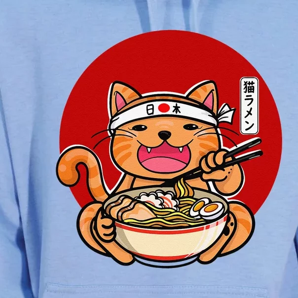 Japanese Ramen Noodles Anime Funny Japan Cat Gift Unisex Surf Hoodie