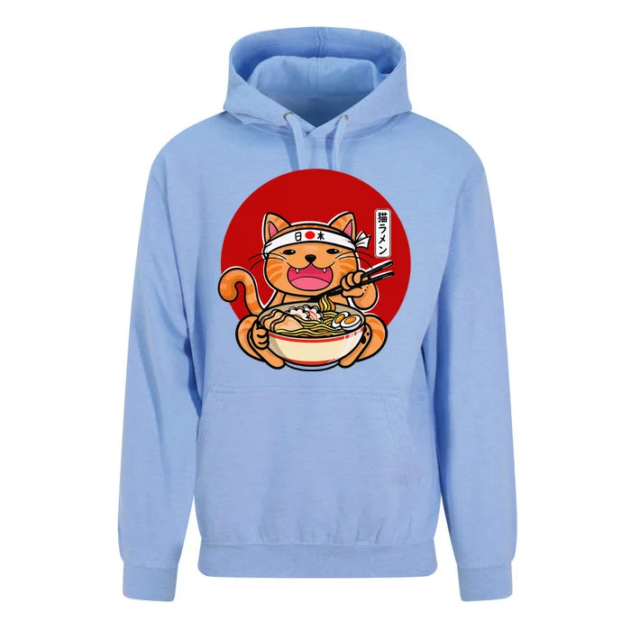 Japanese Ramen Noodles Anime Funny Japan Cat Gift Unisex Surf Hoodie