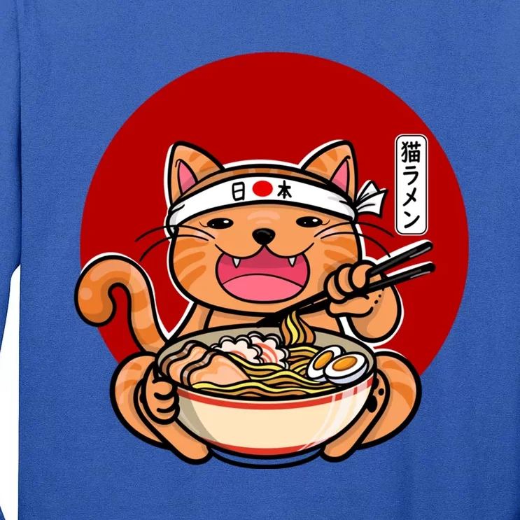 Japanese Ra Noodles Anime Funny Japan Cat Gift Tall Long Sleeve T-Shirt