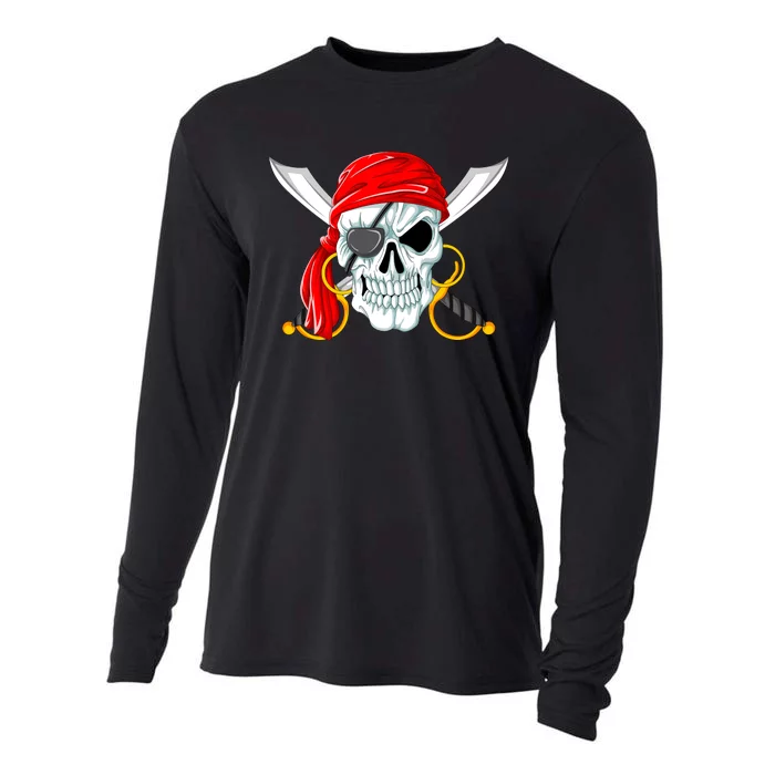 Jolly Roger Pirate Skull Cooling Performance Long Sleeve Crew