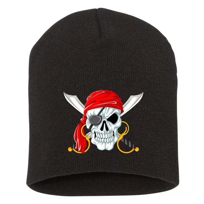 Jolly Roger Pirate Skull Short Acrylic Beanie