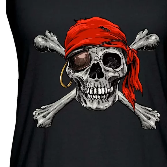 Jolly Roger Pirate Skull Crossbones Halloween Costume Ladies Essential Flowy Tank