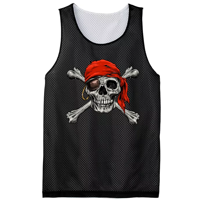 Jolly Roger Pirate Skull Crossbones Halloween Costume Mesh Reversible Basketball Jersey Tank