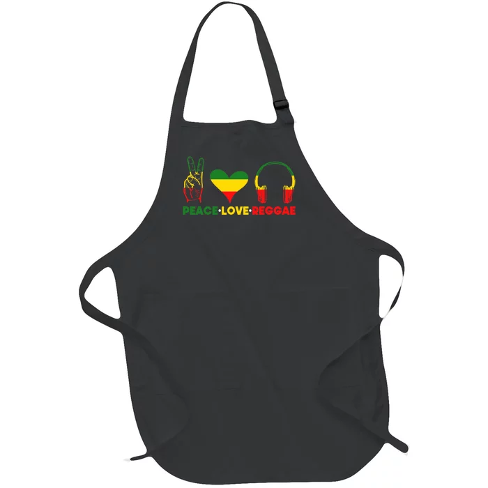 Jamaica Rastafarian Peace Love Reggae Music Rasta Full-Length Apron With Pocket