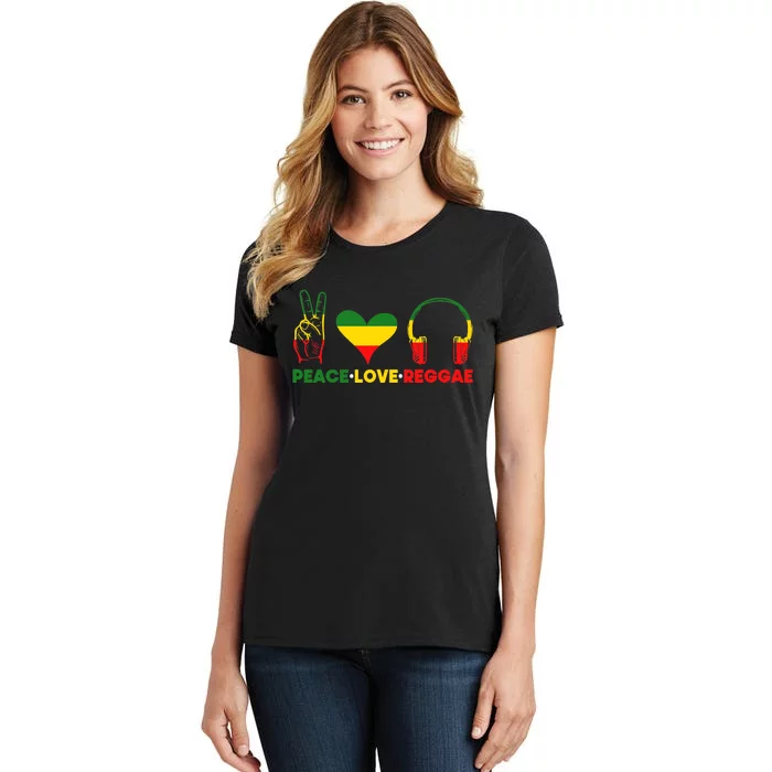 Jamaica Rastafarian Peace Love Reggae Music Rasta Women's T-Shirt