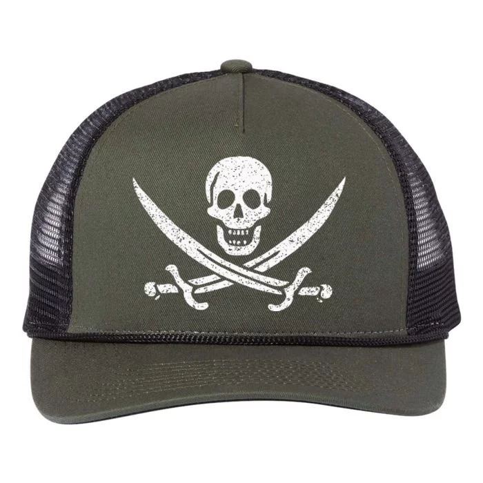 JOLLY ROGER PIRATE FLAG CALICO JACK HALLOWEEN COSTUME Retro Rope Trucker Hat Cap