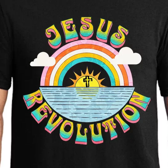 Jesus Revolution People Retro Sun Rainbow Christian Faith Pajama Set