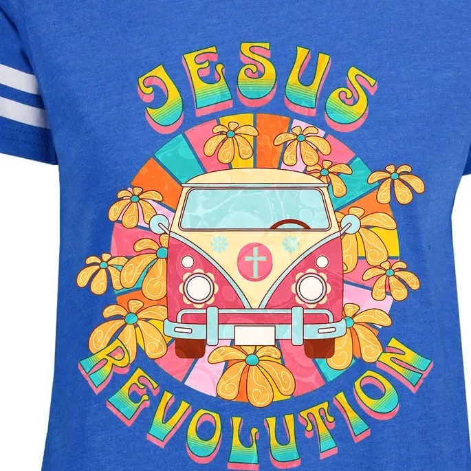 Jesus Revolution People Retro Van Bus Christian Faith Enza Ladies Jersey Football T-Shirt