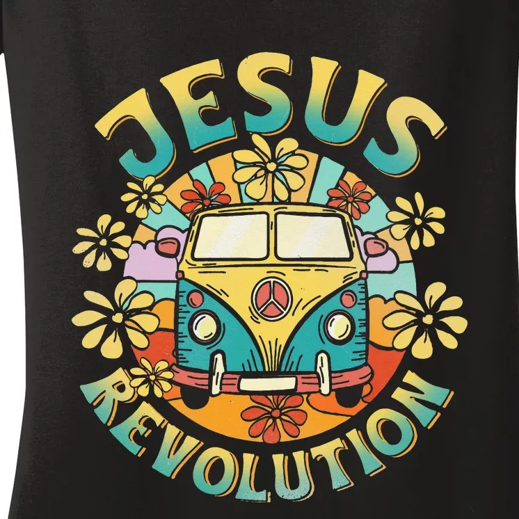 Jesus Revolution People Bus Christian Faith Costume Women's V-Neck T-Shirt