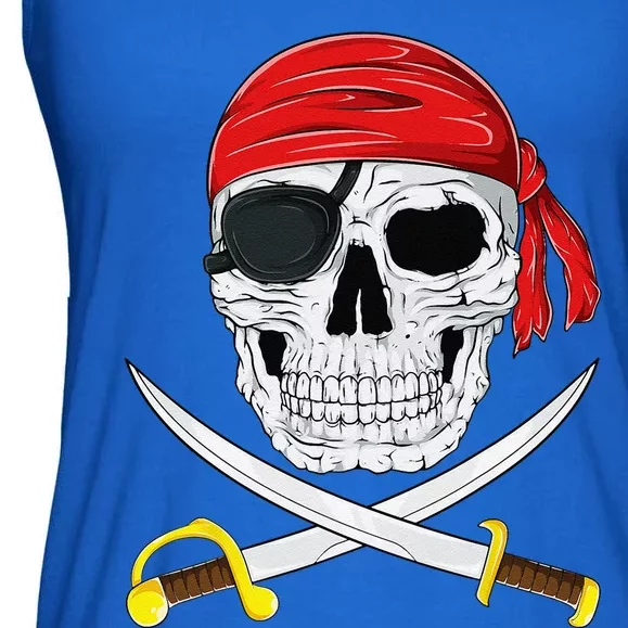 Jolly Roger Pirate Swords Halloween Costume Ladies Essential Flowy Tank