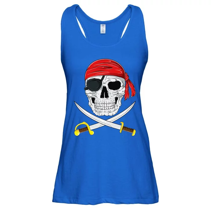 Jolly Roger Pirate Swords Halloween Costume Ladies Essential Flowy Tank