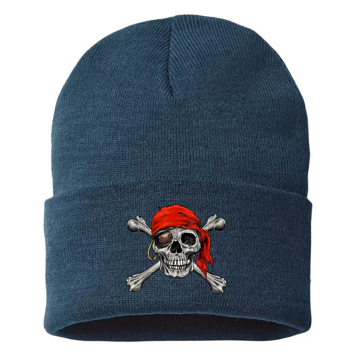 Jolly Roger Pirate Skull & Crossbones Halloween Sustainable Knit Beanie