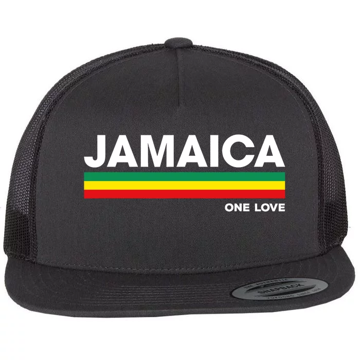 Jamaica Retro Reggae Color Bars Jamaican Vacation Souvenir Flat Bill Trucker Hat