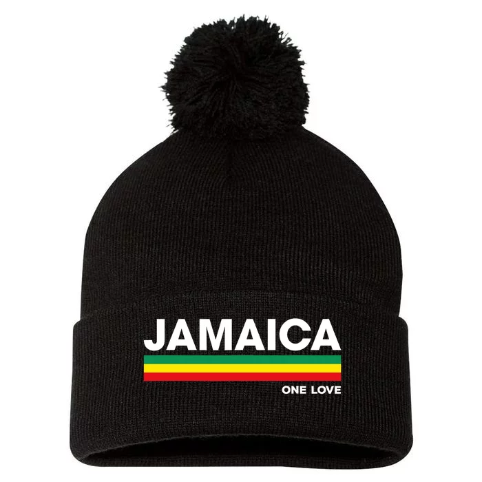 Jamaica Retro Reggae Color Bars Jamaican Vacation Souvenir Pom Pom 12in Knit Beanie