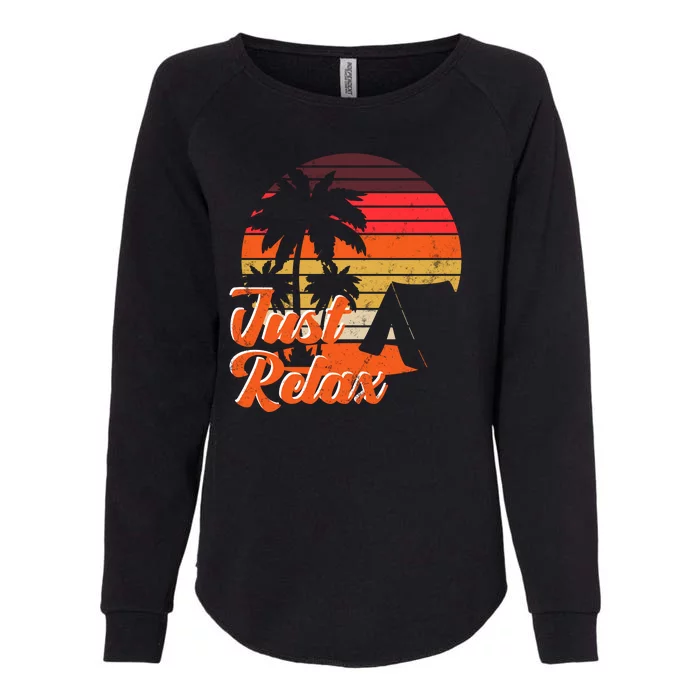 Just Relax Retro Sunset Vacation Womens California Wash Sweatshirt