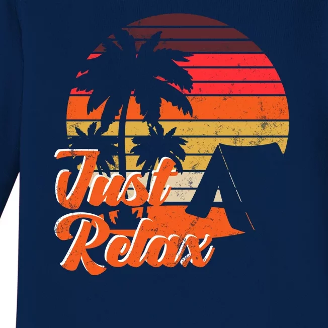 Just Relax Retro Sunset Vacation Baby Long Sleeve Bodysuit