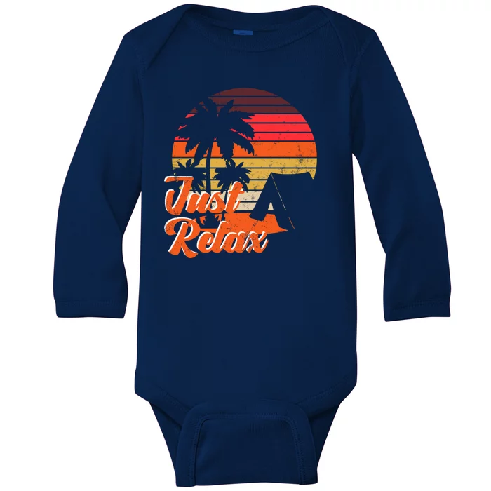 Just Relax Retro Sunset Vacation Baby Long Sleeve Bodysuit