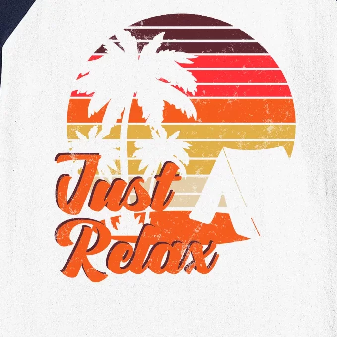 Just Relax Retro Sunset Vacation Baseball Sleeve Shirt