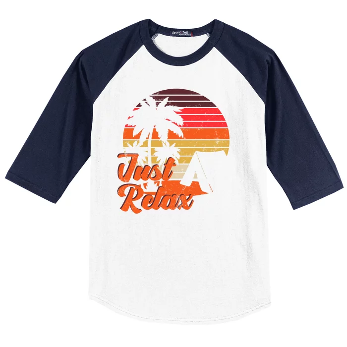 Just Relax Retro Sunset Vacation Baseball Sleeve Shirt