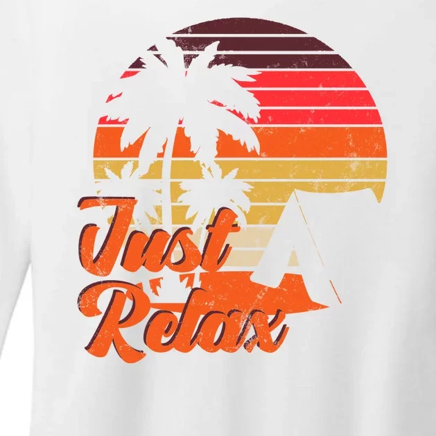 Just Relax Retro Sunset Vacation Womens CVC Long Sleeve Shirt