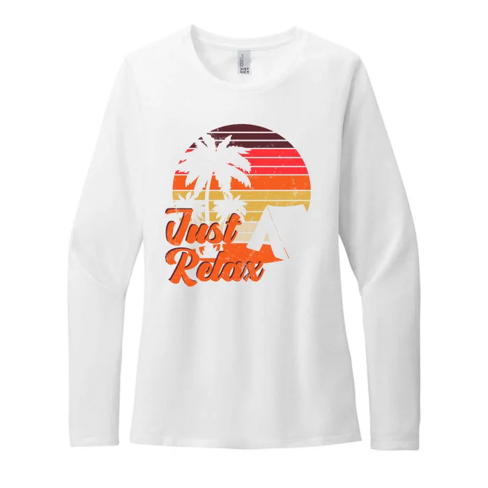 Just Relax Retro Sunset Vacation Womens CVC Long Sleeve Shirt