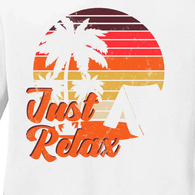 Just Relax Retro Sunset Vacation Ladies Long Sleeve Shirt