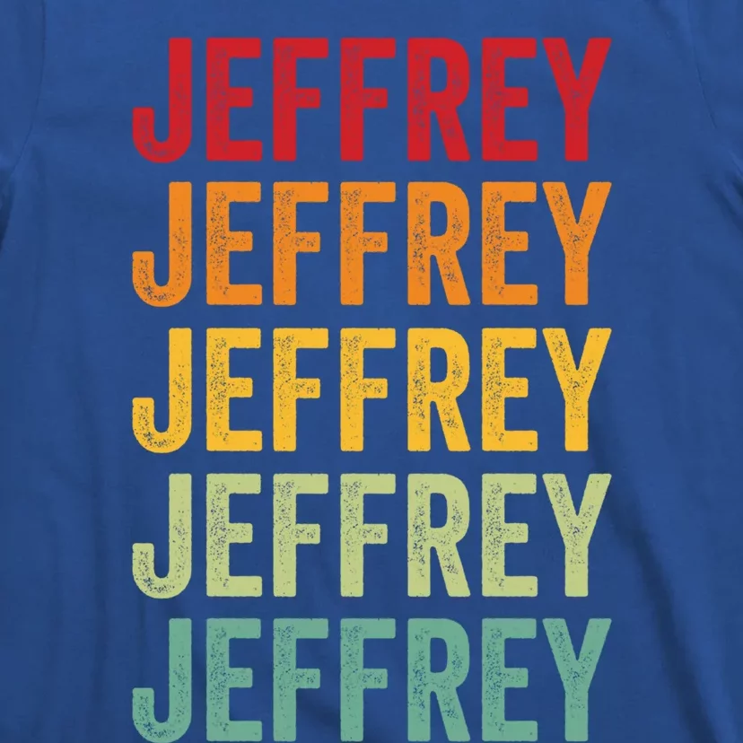 Jeffrey Rainbow Repetition Of Jeffrey Name Text Great Gift T-Shirt