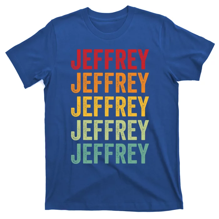 Jeffrey Rainbow Repetition Of Jeffrey Name Text Great Gift T-Shirt