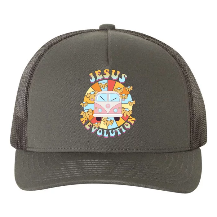 Jesus Revolution Retro Floral Hippie Yupoong Adult 5-Panel Trucker Hat