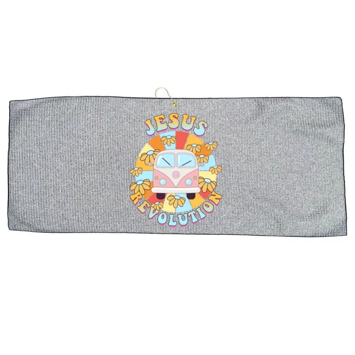 Jesus Revolution Retro Floral Hippie Large Microfiber Waffle Golf Towel