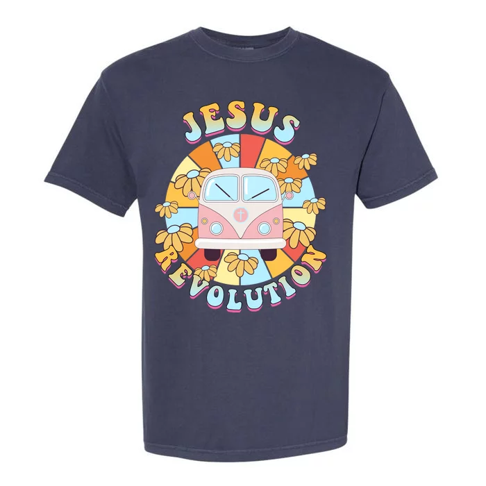 Jesus Revolution Retro Floral Hippie Garment-Dyed Heavyweight T-Shirt