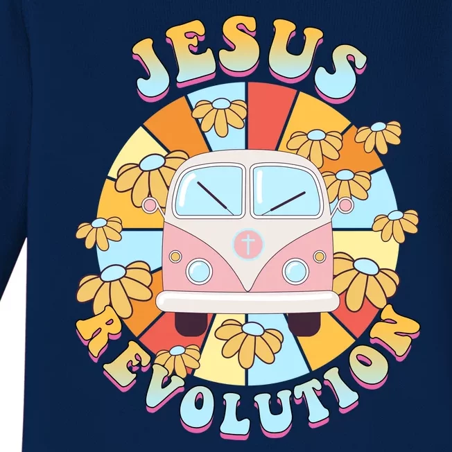 Jesus Revolution Retro Floral Hippie Baby Long Sleeve Bodysuit