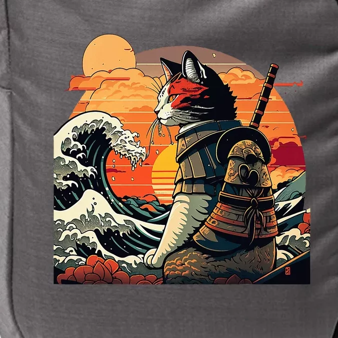 Japanese Retro Samurai Cat The Great Wave By Hokusai Impact Tech Backpack