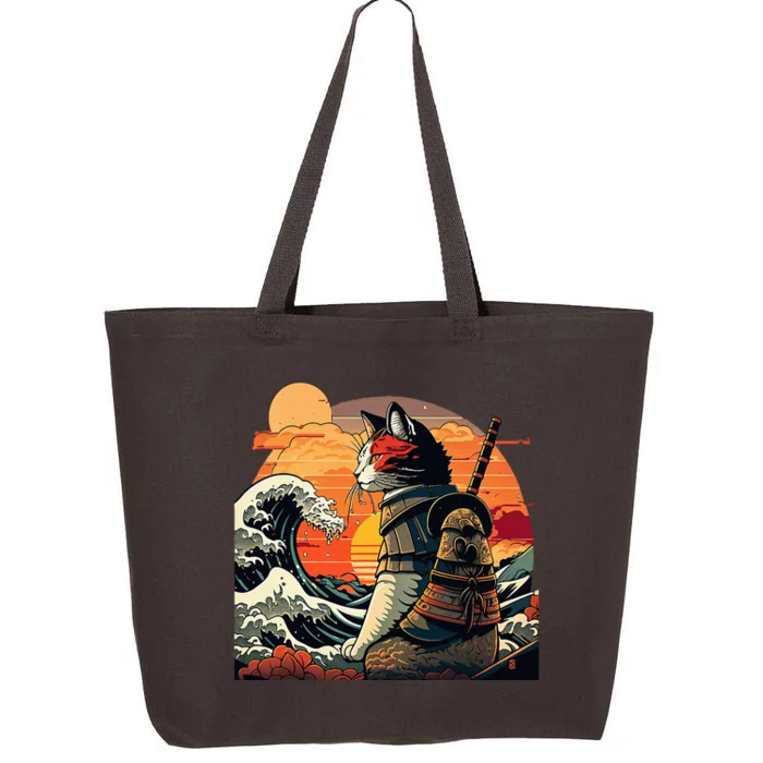 Japanese Retro Samurai Cat The Great Wave By Hokusai 25L Jumbo Tote