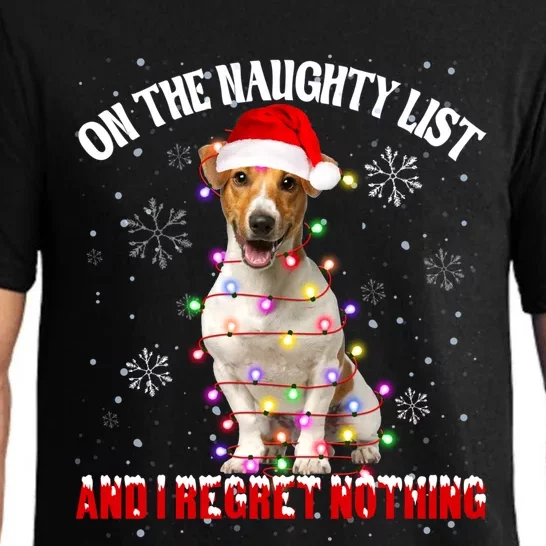 Jack Russell Santa Hat On The Naughty List I Regret Nothing Gift Pajama Set