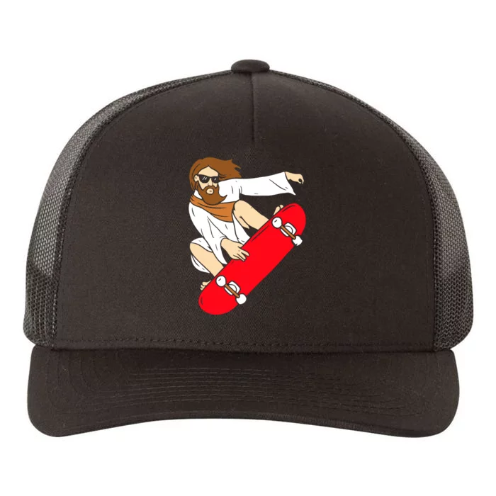 Jesus Riding Skateboard Yupoong Adult 5-Panel Trucker Hat