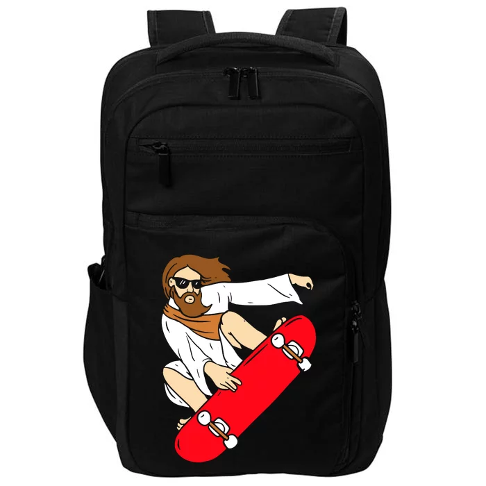 Jesus Riding Skateboard Impact Tech Backpack